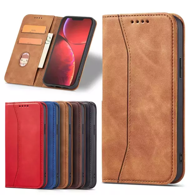 Magnet Fancy Case Case for iPhone 13 Pro Max Pouch Card Wallet Card Holder Brown 31