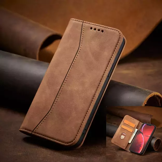 Magnet Fancy Case Case for iPhone 13 Pro Max Pouch Card Wallet Card Holder Brown 29
