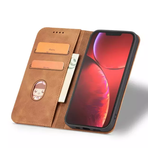 Magnet Fancy Case Case for iPhone 13 Pro Max Pouch Card Wallet Card Holder Brown 22