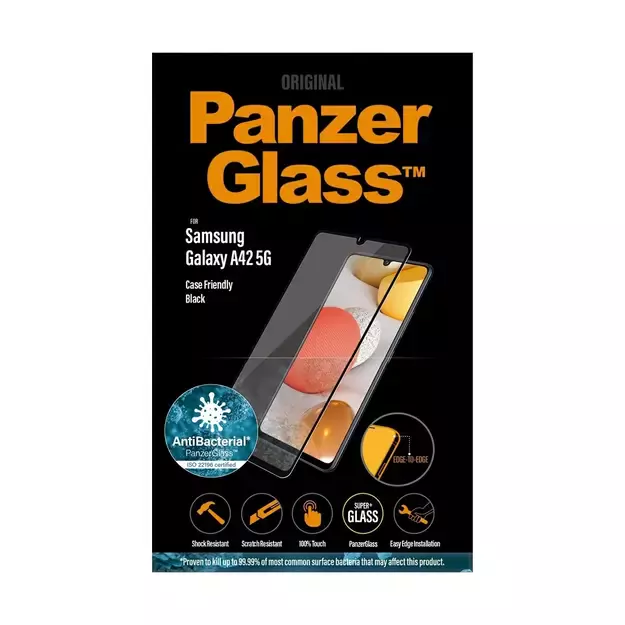 PanzerGlass E2E Super+ antibacterial tempered glass for Samsung Galaxy A42 5G - with black frame 2
