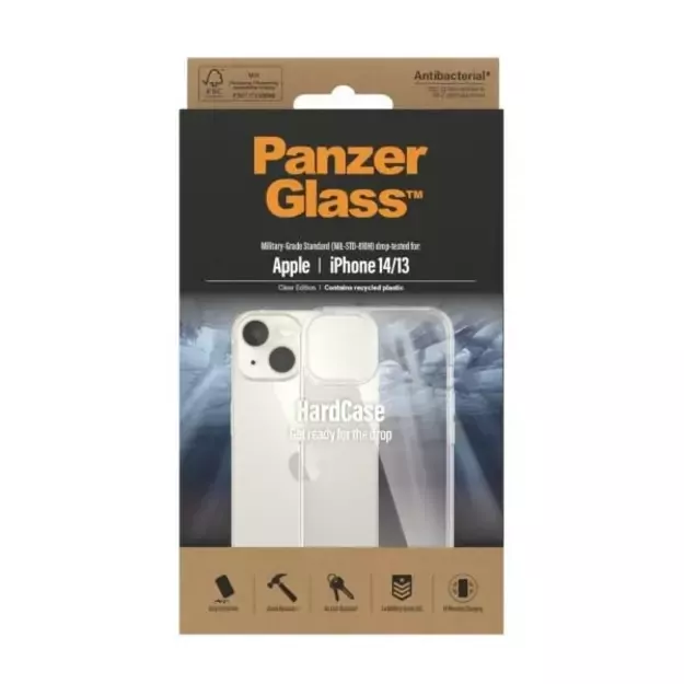 PanzerGlass HardCase antibacterial Military Grade certified case for iPhone 14 / 15 / 13 - transparent 4
