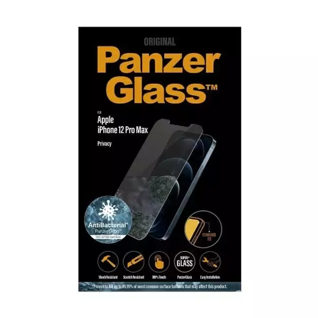 PanzerGlass Standard Super+ antibacterial privacy tempered glass for iPhone 12 Pro Max 2