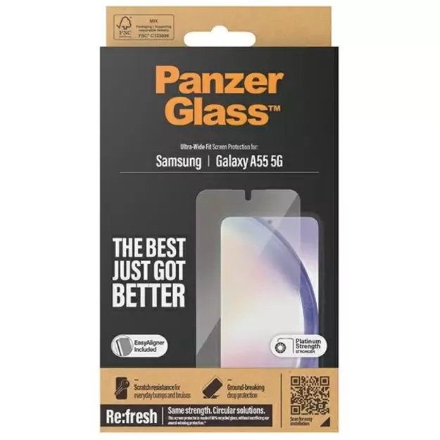 PanzerGlass Ultra-Wide Fit tempered glass with positioner for Samsung Galaxy A55 5G 6