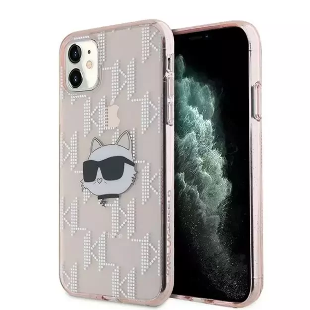 Karl Lagerfeld IML Choupette Head &amp  Monogram case for iPhone 11 / Xr - pink