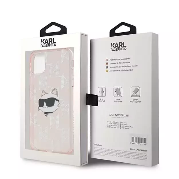 Karl Lagerfeld IML Choupette Head &amp  Monogram case for iPhone 11 / Xr - pink 13