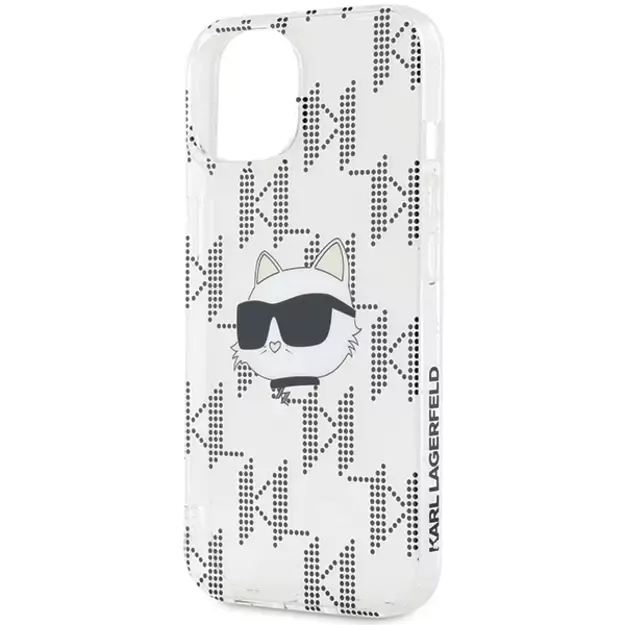 Karl Lagerfeld IML Choupette Head &amp  Monogram case for iPhone 15 / 14 / 13 - transparent 12