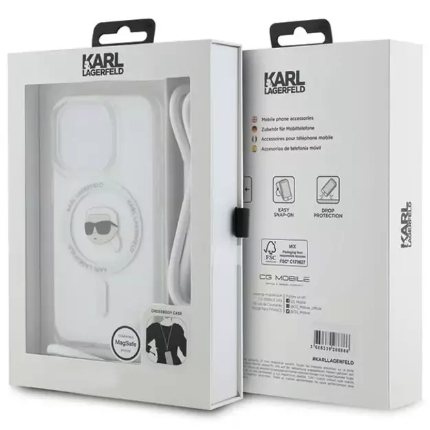 Karl Lagerfeld Crossbody IML Karl Head MagSafe case for iPhone 15 Pro Max - transparent 12