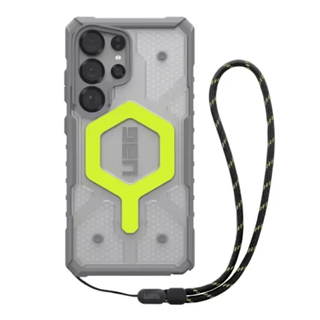 UAG Pathfinder Clear Magnet Bundle Magnetic Case and Wrist Strap for Samsung Galaxy S25 Ultra 5G - Neon Gray