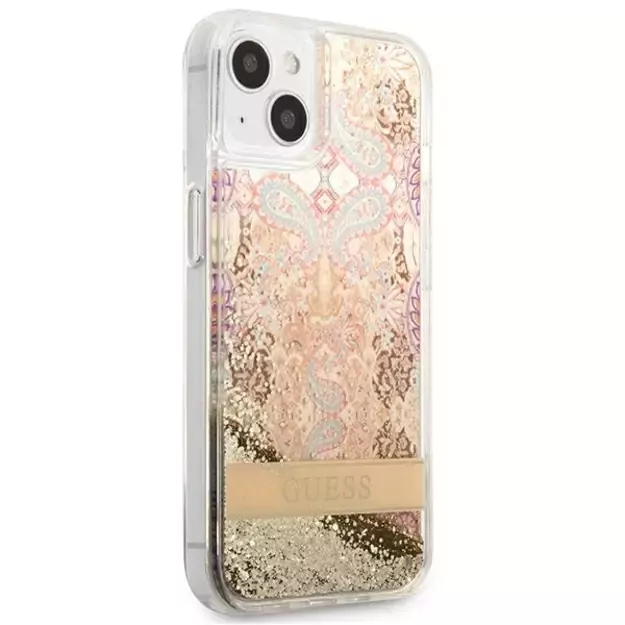 Guess GUHCP13SLFLSD iPhone 13 mini 5.4&quot  gold/gold hardcase Paisley Liquid Glitter 10