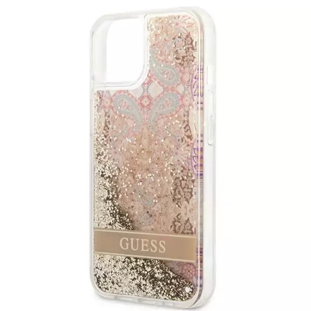 Guess GUHCP13SLFLSD iPhone 13 mini 5.4&quot  gold/gold hardcase Paisley Liquid Glitter 12