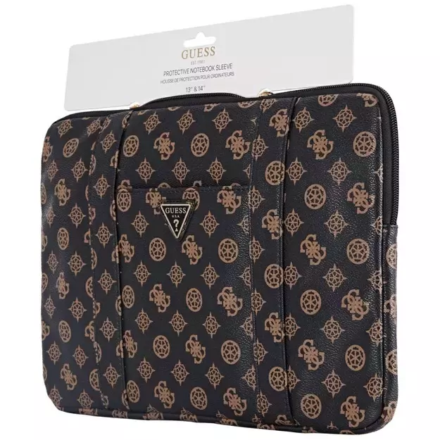 Guess Sleeve Peony Pocket Triangle 14&quot  Laptop Bag - Black 4