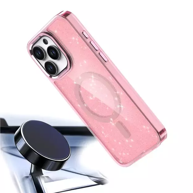 Glitter Case MagSafe for iPhone 16 Pro Max - pink with glitter 13