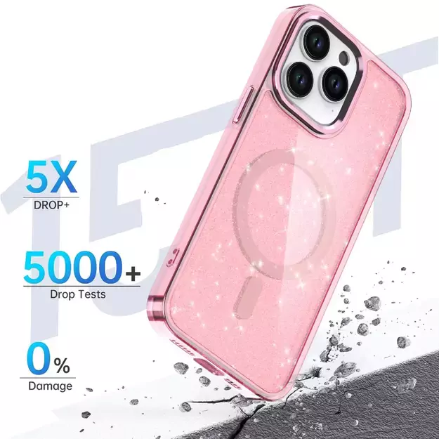 Glitter Case MagSafe for iPhone 16 Pro Max - pink with glitter 14