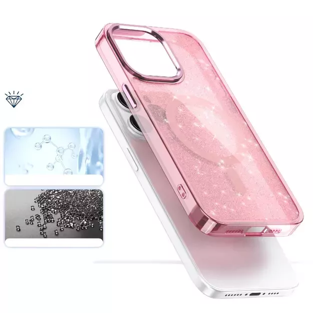 Glitter Case MagSafe for iPhone 16 Pro Max - pink with glitter 16