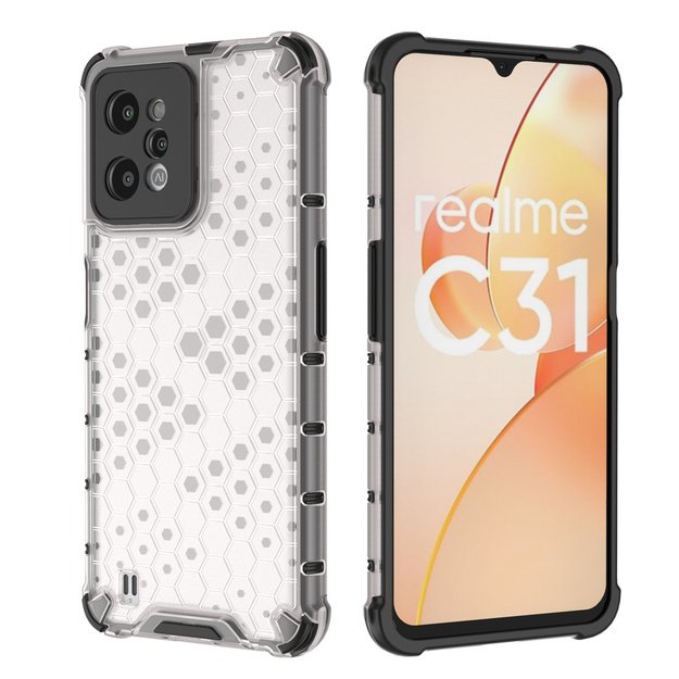 Honeycomb case armored cover with a gel frame Realme C31 transparent 33