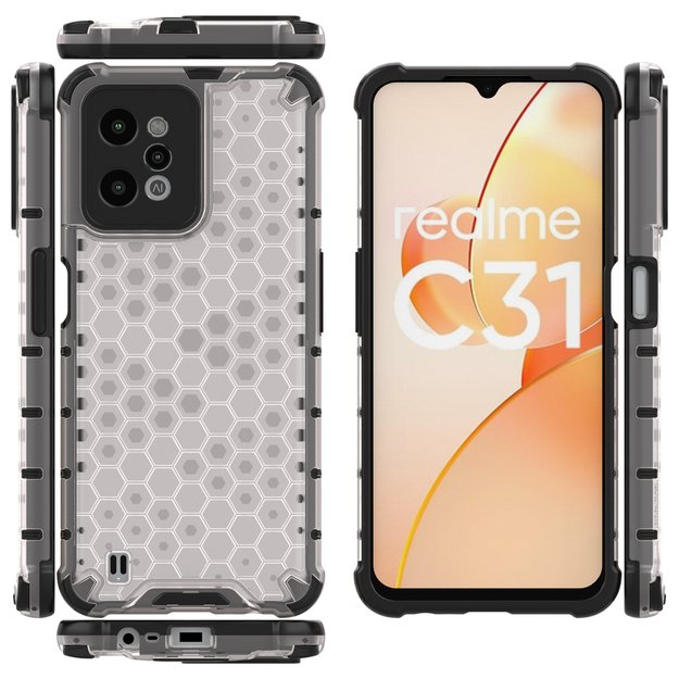 Honeycomb case armored cover with a gel frame Realme C31 transparent 35