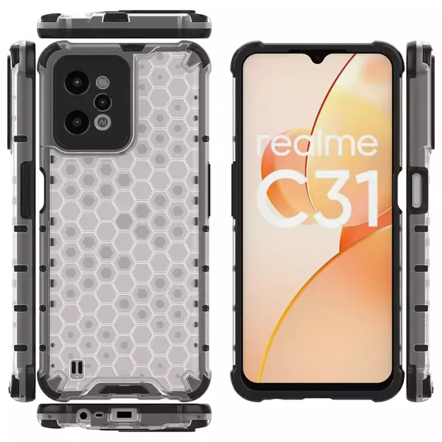Honeycomb case armored cover with a gel frame Realme C31 transparent 32