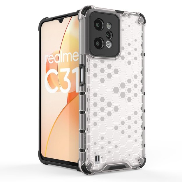 Honeycomb case armored cover with a gel frame Realme C31 transparent 3