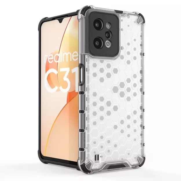 Honeycomb case armored cover with a gel frame Realme C31 transparent 1