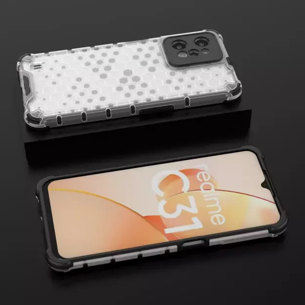 Honeycomb case armored cover with a gel frame Realme C31 transparent 34