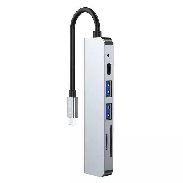 HUB Tech-Protect V4 6in1 USB-C - USB-A 3.0 / USB-A 2.0 / USB-C / HDMI / micro SD / TF / SD card reader - gray 14