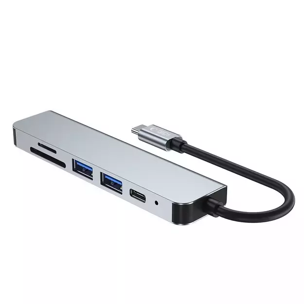 HUB Tech-Protect V4 6in1 USB-C - USB-A 3.0 / USB-A 2.0 / USB-C / HDMI / micro SD / TF / SD card reader - gray 11