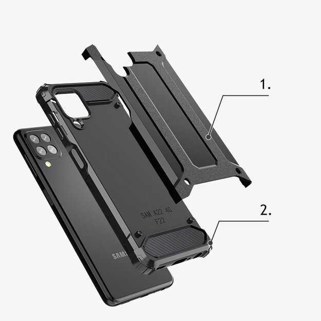 Hybrid Armor Case Tough Rugged Cover for Samsung Galaxy A22 4G silver 4