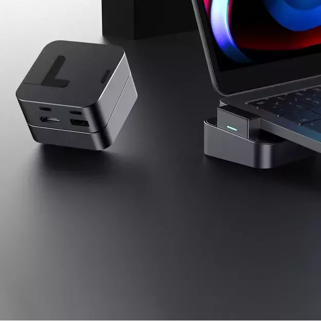 Hub Joyroom S-H121 USB-C stand - USB-A 3.0 / RJ45 / HDMI / USB-C / Thunderbolt for MacBook Pro - gray 4