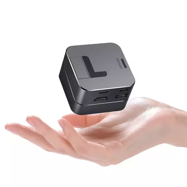 Hub Joyroom S-H121 USB-C stand - USB-A 3.0 / RJ45 / HDMI / USB-C / Thunderbolt for MacBook Pro - gray 2