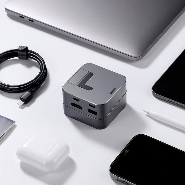 Hub Joyroom S-H121 USB-C stand - USB-A 3.0 / RJ45 / HDMI / USB-C / Thunderbolt for MacBook Pro - gray 28