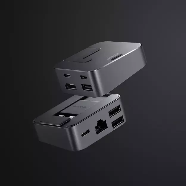 Hub Joyroom S-H121 USB-C stand - USB-A 3.0 / RJ45 / HDMI / USB-C / Thunderbolt for MacBook Pro - gray 9