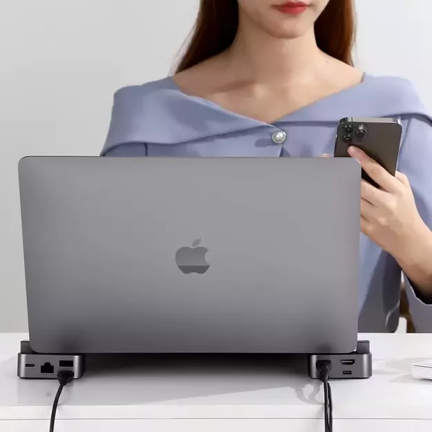 Hub Joyroom S-H121 USB-C stand - USB-A 3.0 / RJ45 / HDMI / USB-C / Thunderbolt for MacBook Pro - gray 13