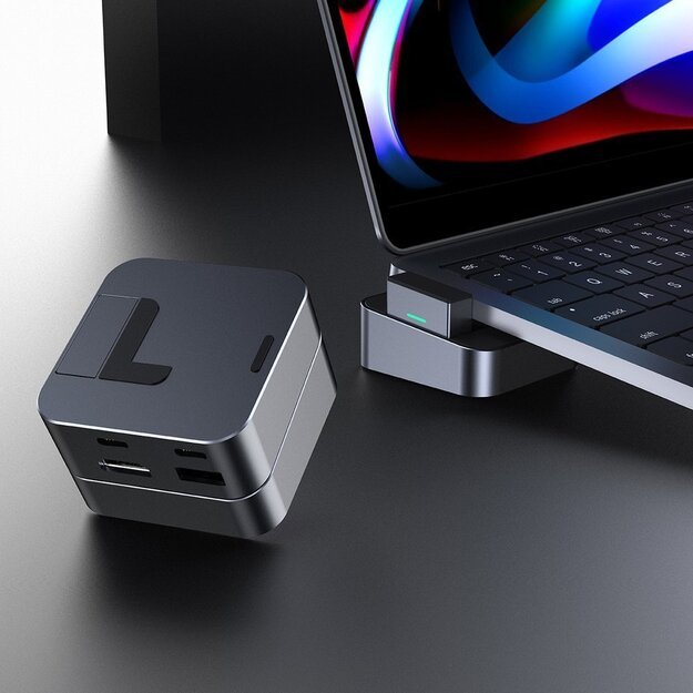 Hub Joyroom S-H121 USB-C stand - USB-A 3.0 / RJ45 / HDMI / USB-C / Thunderbolt for MacBook Pro - gray 20