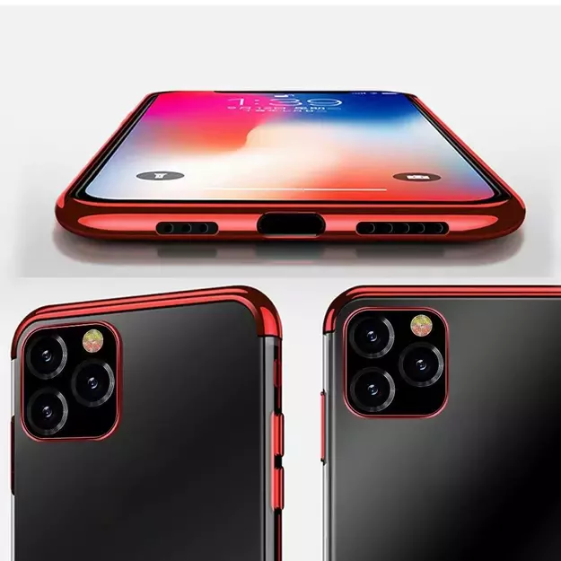 Clear Color Case Gel TPU Electroplating frame Cover for Samsung Galaxy A22 4G red 9