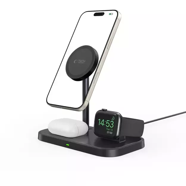 Tech-Protect QI15W-A22 MagSafe Inductive Charger with 3in1 MagSafe Stand for Smartphone / Apple Watch / AirPods - Black 7
