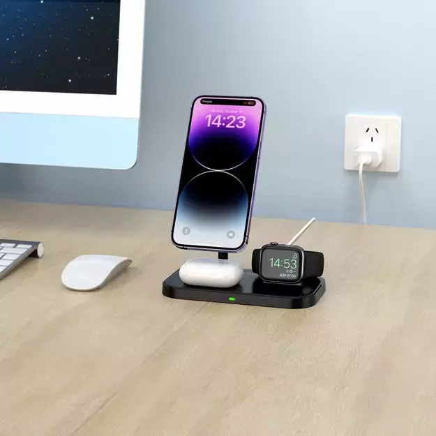 Tech-Protect QI15W-A22 MagSafe Inductive Charger with 3in1 MagSafe Stand for Smartphone / Apple Watch / AirPods - Black 5