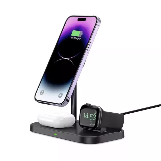 Tech-Protect QI15W-A22 MagSafe Inductive Charger with 3in1 MagSafe Stand for Smartphone / Apple Watch / AirPods - Black 6