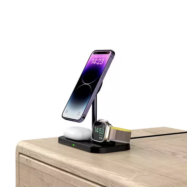 Tech-Protect QI15W-A22 MagSafe Inductive Charger with 3in1 MagSafe Stand for Smartphone / Apple Watch / AirPods - Black 4