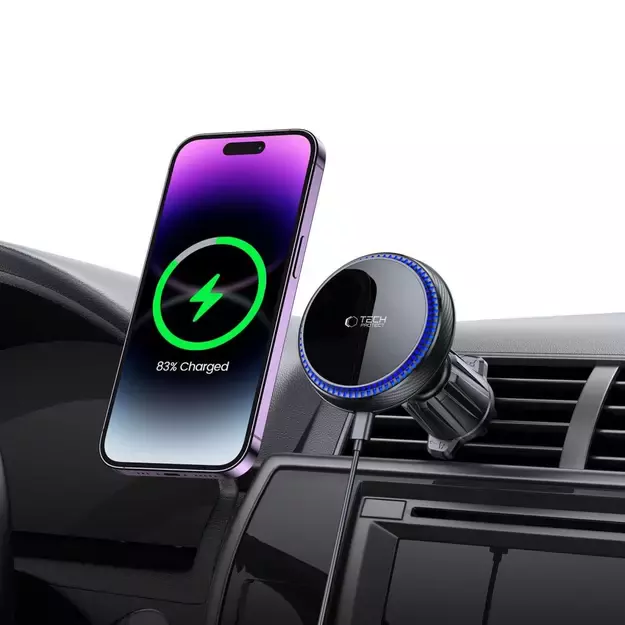 Tech-Protect MM15W-V4 Car Phone Holder with MagSafe 15W Inductive Charger for Air Vent - Black 7