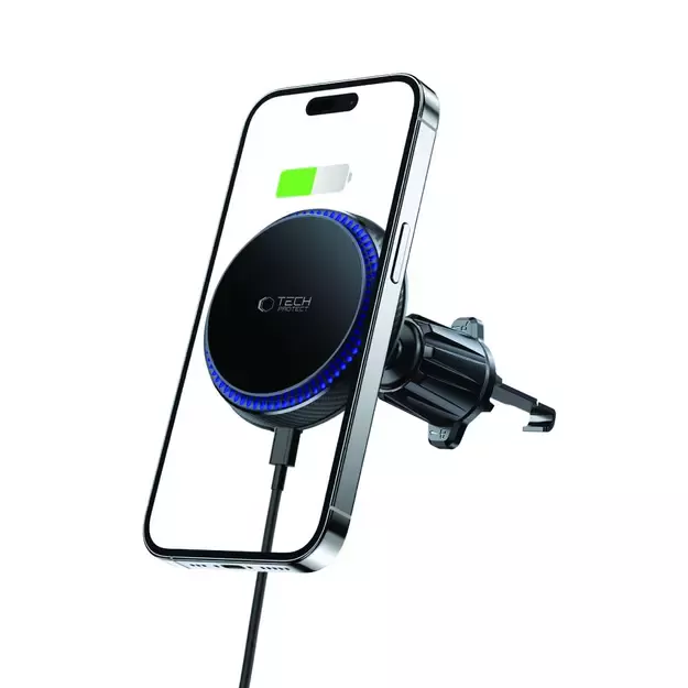Tech-Protect MM15W-V4 Car Phone Holder with MagSafe 15W Inductive Charger for Air Vent - Black 11
