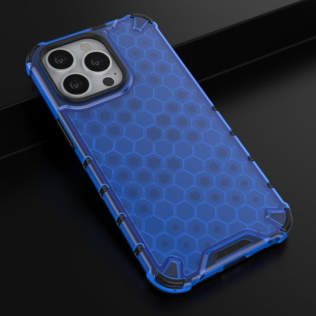 Honeycomb Case armor cover with TPU Bumper for iPhone 13 Pro blue 26