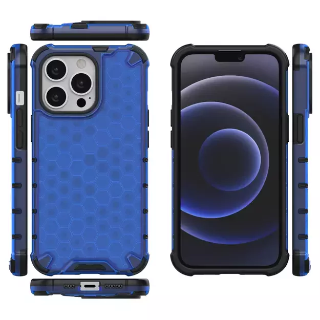 Honeycomb Case armor cover with TPU Bumper for iPhone 13 Pro blue 1