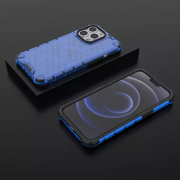Honeycomb Case armor cover with TPU Bumper for iPhone 13 Pro blue 12