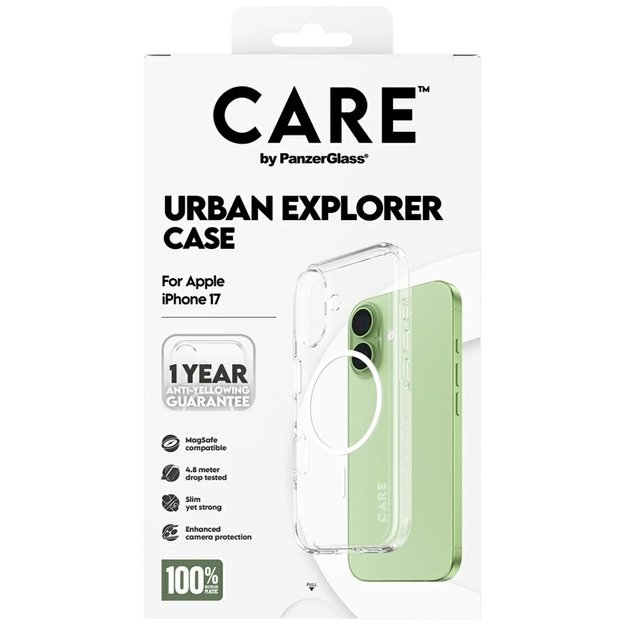 CARE by PanzerGlass Flagship Urban Explorer Case w. White MagSafe for iPhone 17 - Transparent 4