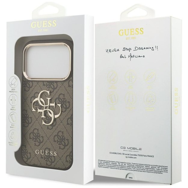 Guess 4G Big 4G Classic Logo Case for iPhone 17 Pro Max - Brown and Gold 7
