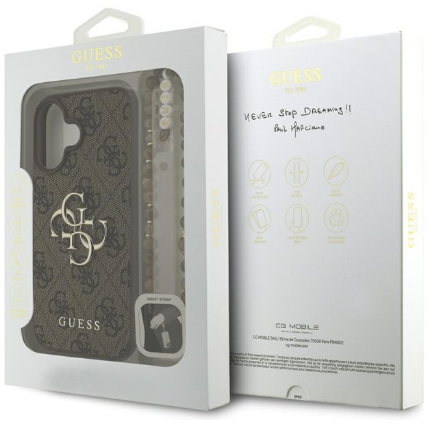 Guess 4G Strap 4G Classic Logo Case for iPhone 16 - Brown 7