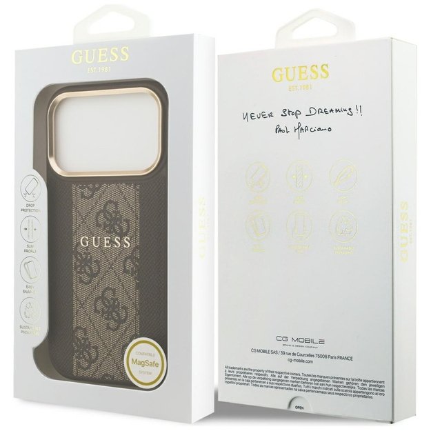 Guess 4G Stripe MagSafe case for iPhone 17 Pro - brown 7