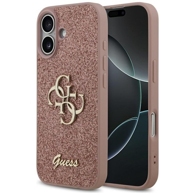 Guess Fixed Glitter Big 4G Case for iPhone 17 - Pink