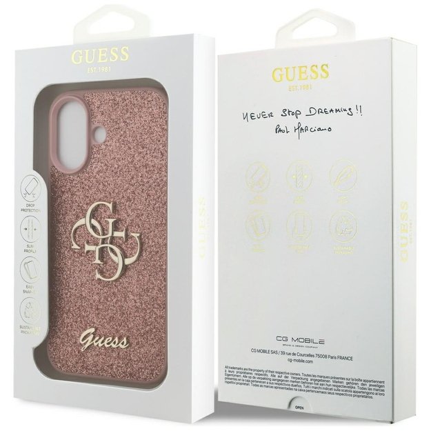 Guess Fixed Glitter Big 4G Case for iPhone 17 - Pink 7