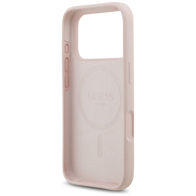 Guess Silicone Script Metal Logo MagSafe Case for iPhone 17 Pro - Pink 6